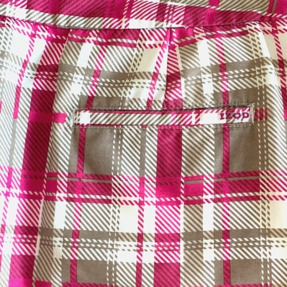 IZOD Plaid Golf Skort Sz 4 Pink Beige/Tan White #106G - Picture 8 of 10